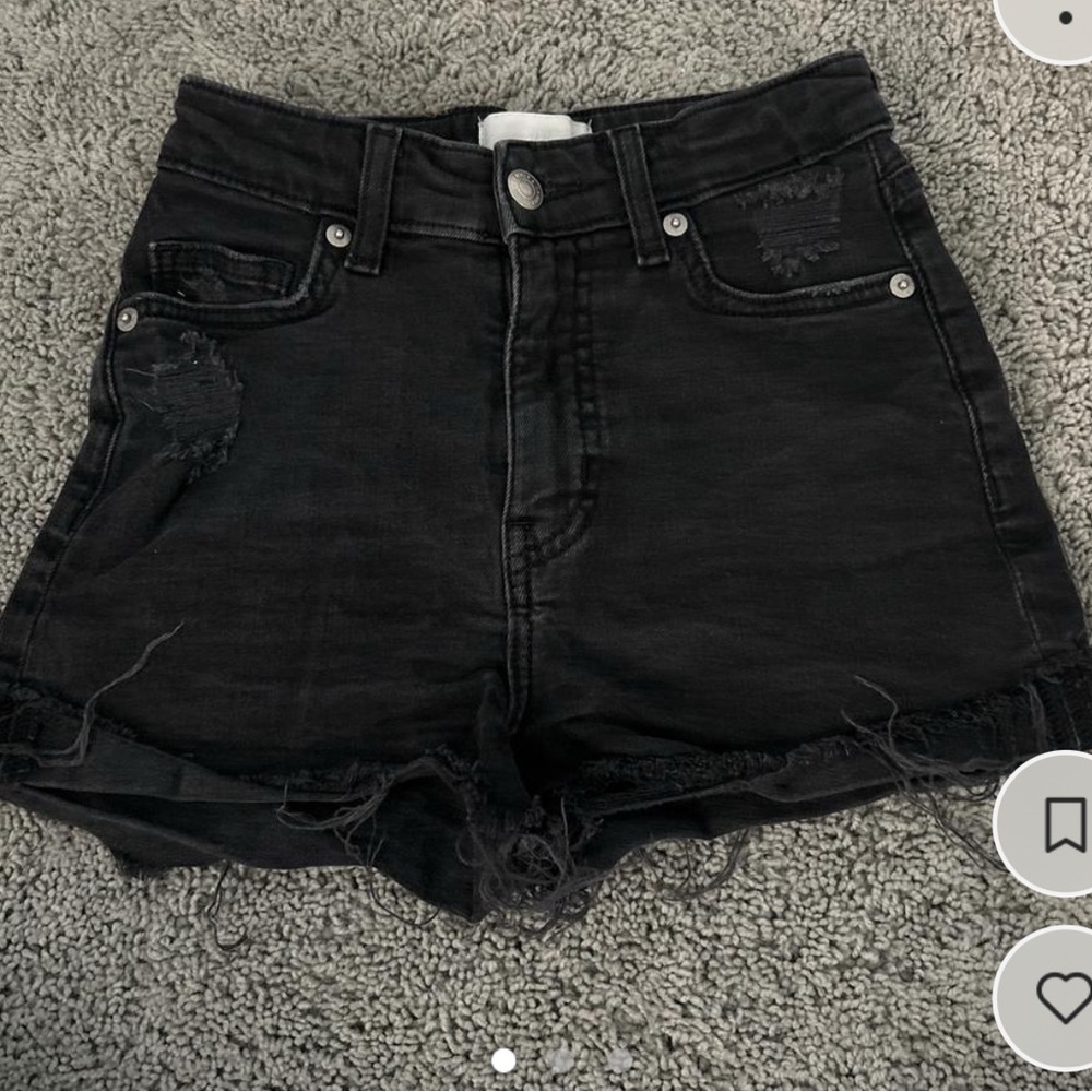 H&M High Waist Black Denim Shorts